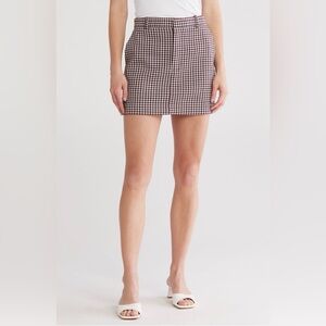 Madewell Red and Black Yarn Dyes Gingham Suiting Mini Skirt